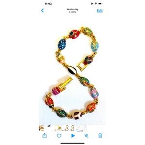 Joan Rivers Bracelet Enamel Eggs & Ladybug